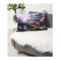 Декоративная двусторонняя наволочка "Японский садик" 50х70см габардин