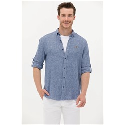 Erkek Lacivert Uzun Kollu Gömlek