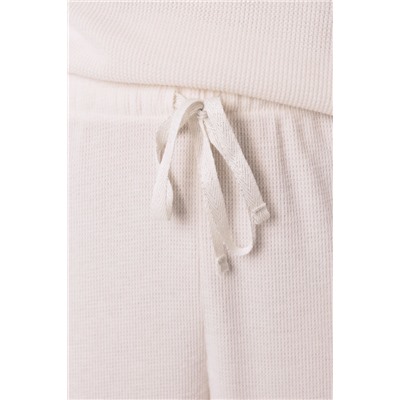Pijama largo textura waffle blanco