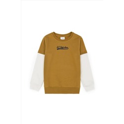 Erkek Çocuk Açık Haki Bisiklet Yaka Sweatshirt