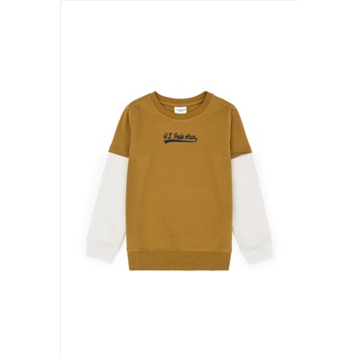 Erkek Çocuk Açık Haki Bisiklet Yaka Sweatshirt