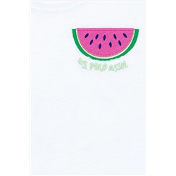 Kız Çocuk Beyaz Bisiklet Yaka Tişört