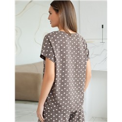 Свободная футболка с V-вырезом и цельнокроеным рукавом из 100% хлопка с принтом