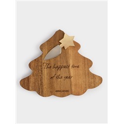 Набор для сыра, 2 пр, доска-блюдо, дерево/сталь, Елка со звездой, Timber