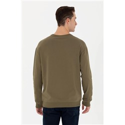 Erkek Haki Bisiklet Yaka Comfort Sweatshirt