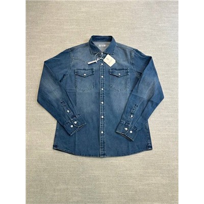 Мужская джинсовая рубашка с эффектом состаривания   Brunell*o Cucinell*i