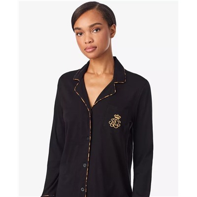 Lauren Ralph Lauren Women's Long Sleeves Notch Collar Pajama Set