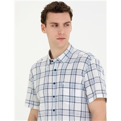 Lacivert Regular Fit Kısa Kollu Gömlek