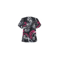 UA Cartwheels Fuchsia V-Neck Print Scrub Top