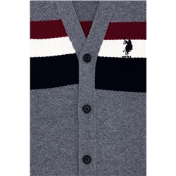 Erkek Çocuk Gri Melanj Triko V - Yaka Hırka