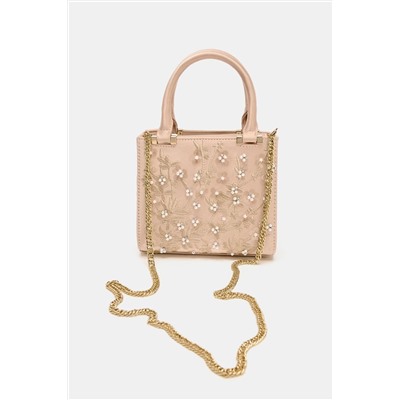 STRUCTURED EMBROIDERED HANDBAG