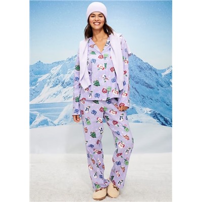 Printed Flannel Pajama Pant Set for Women