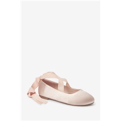 Сатиновые туфли-балетки с завязками НЕКС*Т