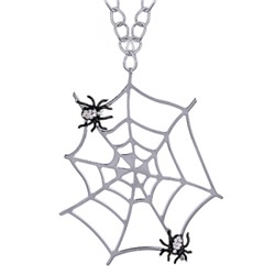 Кулон Паук (эмаль черная, кристаллы SW; покрытие родий) 75см, Есть комплект
