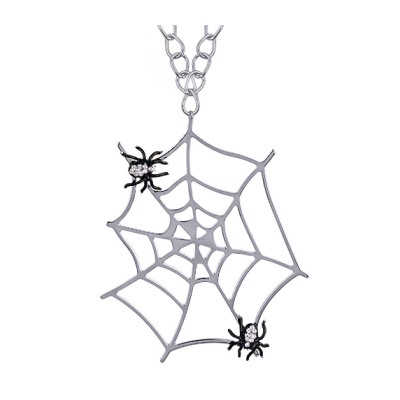Кулон Паук (эмаль черная, кристаллы SW; покрытие родий) 75см, Есть комплект