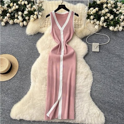 Трикотажное платье с контрастной окантовкой  6 цветов