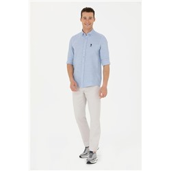 Erkek Mavi Uzun Kollu Gömlek