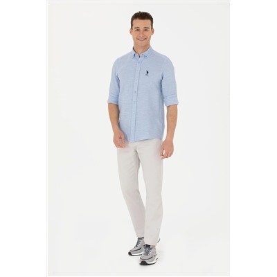 Erkek Mavi Uzun Kollu Gömlek