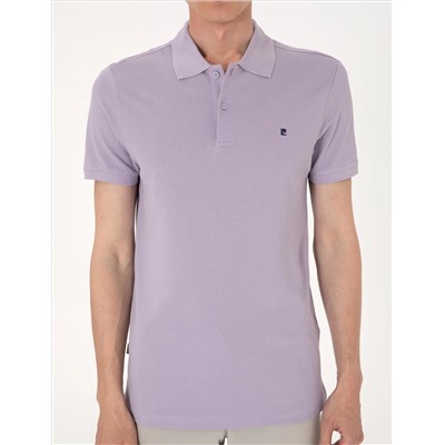 Lila Slim Fit %100 Pamuk Polo Yaka Basic Tişört