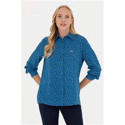 Kadın Petrol Uzun Kollu Gömlek
