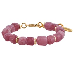 Браслет Селена (кварц розовый 7-8мм; покрытие золото) 17-21см, Есть комплект
