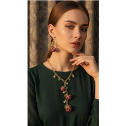 Серьги «Роза» с розовым кварцем 6 см с замком