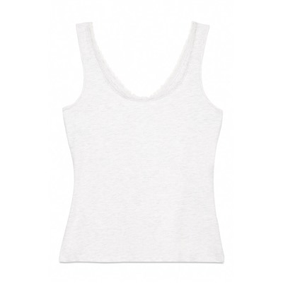Camiseta tirantes algodón blonda gris