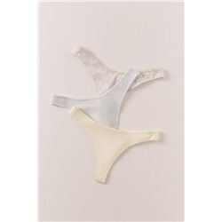 Pack 3 tangas algodón gris, amarillo, azul