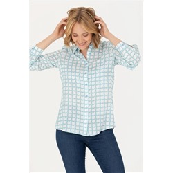 Kadın Mavi Uzun Kollu Gömlek