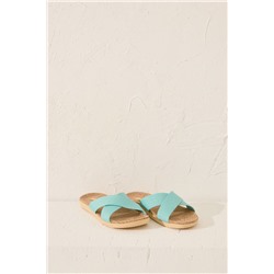 Zapatillas casa rafia turquesa