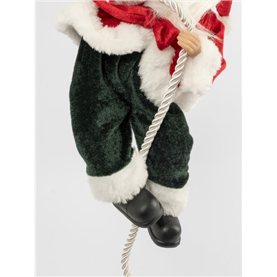 Изделие декоративное, 40 см, подвесное, полиэстер, Санта на канате, New year