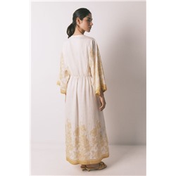 Vestido caftán jacquard flores