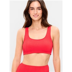Ribbed Scoop-Neck Swim Top