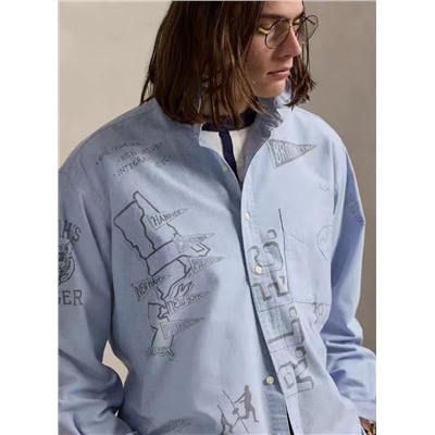 Мужская свободная повседневная рубашка с длинным рукавом РАЛЬ*Ф Л