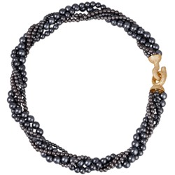 Колье Течение (Майорка темно-серая 4-6мм, фианит; покрытие золото) 50см, Есть комплект