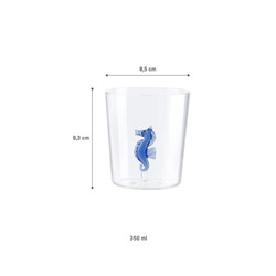Violet Borosilikat Cam Bardak - Mavi - 350 ml