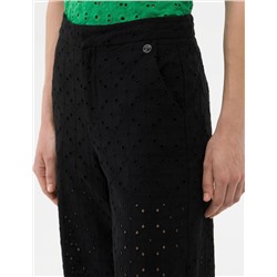 Siyah Flare Cropped Kanvas Pantolon