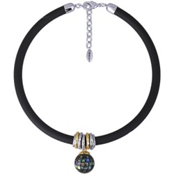 Колье Гевея (гелиотис 18мм, каучук черный; покрытие родий) 40-45см, Есть комплект