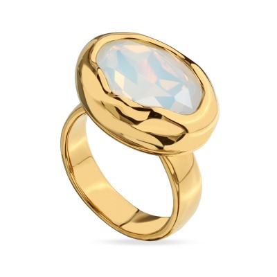 Кольцо Грация (кристаллы SW 18х13 белый опал; покрытие золото)