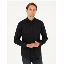 Siyah Regular Fit Uzun Kollu Gömlek
