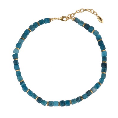 Колье Селена (кварц изумрудный 7-8мм; покрытие золото) 43-48см, Есть комплект