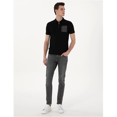Siyah Slim Fit Polo Yaka Tişört