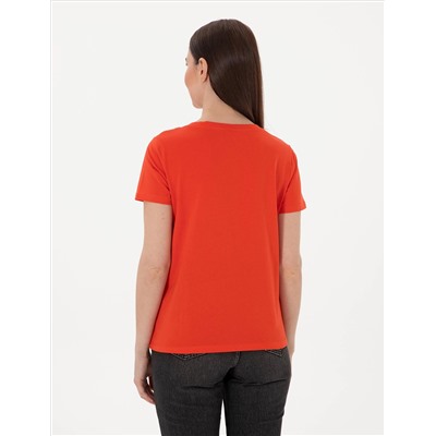 Kırmızı Regular Fit V Yaka Basic Tişört