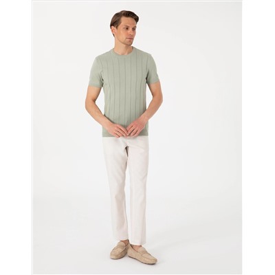 Çağla Slim Fit %100 Pamuk Bisiklet Yaka Triko Tişört