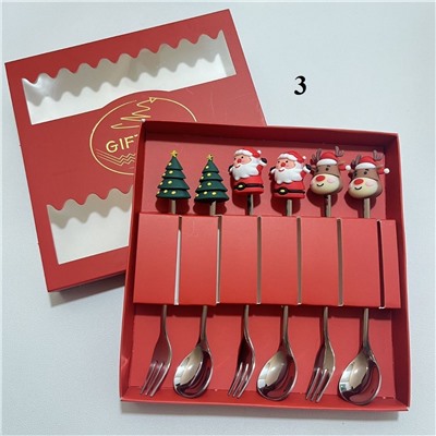 Набор новогодних вилок и ложек  6 шт