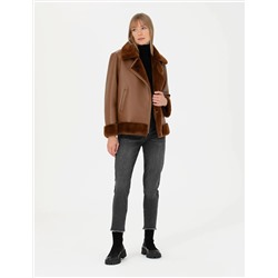 Kahverengi Regular Fit Deri Ceket