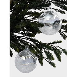 Игрушка елочная, 2 шт, 8 см, стекло, перламутр, Шар с изморозью, New year