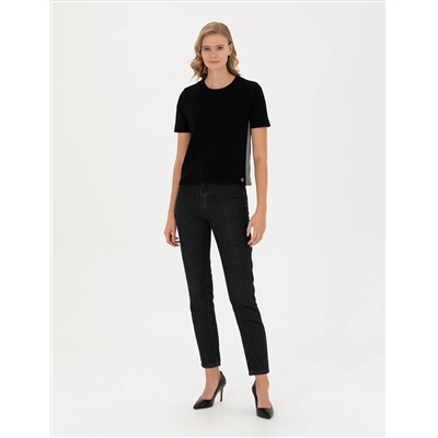 Siyah Slim Fit Bisiklet Yaka Tişört
