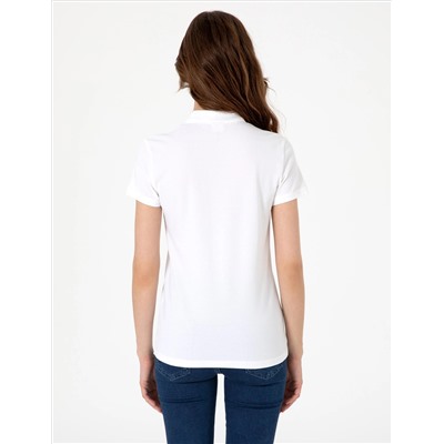 Beyaz Regular Fit Pamuklu Polo Yaka Basic Tişört