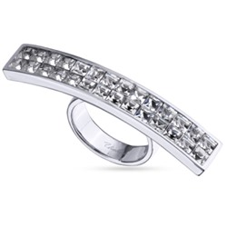 Кольцо Квадро (кристаллы SW белые; покрытие родий), Есть комплект